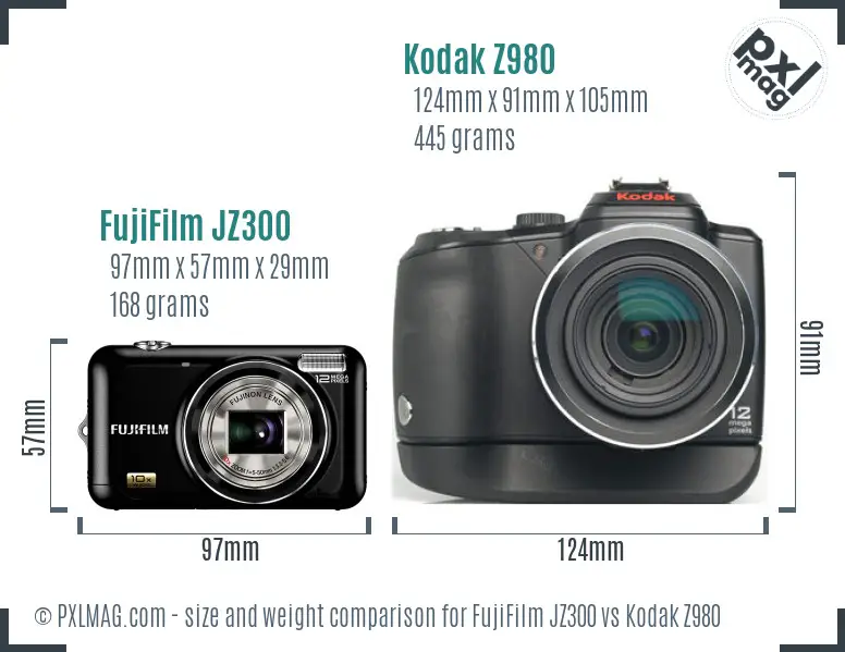 FujiFilm JZ300 vs Kodak Z980 size comparison