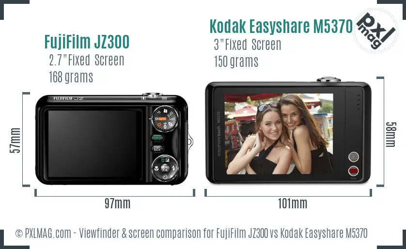 FujiFilm JZ300 vs Kodak Easyshare M5370 Screen and Viewfinder comparison