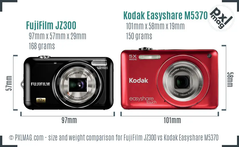 FujiFilm JZ300 vs Kodak Easyshare M5370 size comparison