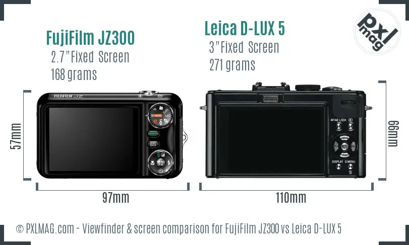 FujiFilm JZ300 vs Leica D-LUX 5 Screen and Viewfinder comparison FujiFilm JZ300 vs Leica D-LUX 5 Screen and Viewfinder comparison