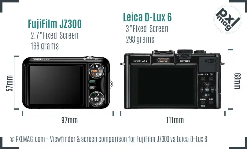 FujiFilm JZ300 vs Leica D-Lux 6 Screen and Viewfinder comparison