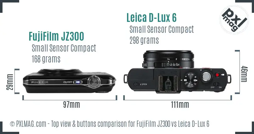 FujiFilm JZ300 vs Leica D-Lux 6 top view buttons comparison