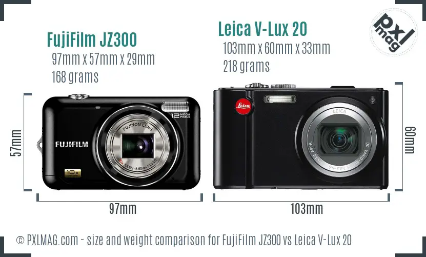 FujiFilm JZ300 vs Leica V-Lux 20 size comparison