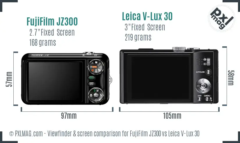 FujiFilm JZ300 vs Leica V-Lux 30 Screen and Viewfinder comparison