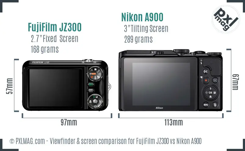 FujiFilm JZ300 vs Nikon A900 Screen and Viewfinder comparison