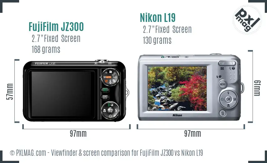 FujiFilm JZ300 vs Nikon L19 Screen and Viewfinder comparison