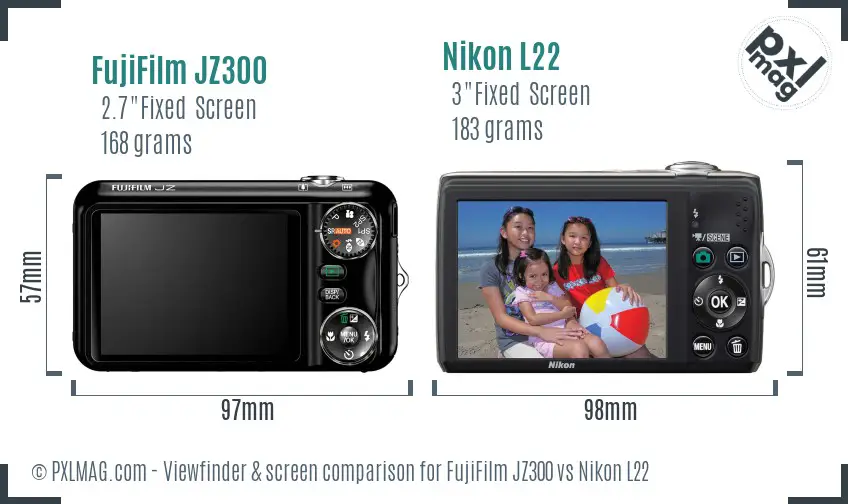 FujiFilm JZ300 vs Nikon L22 Screen and Viewfinder comparison