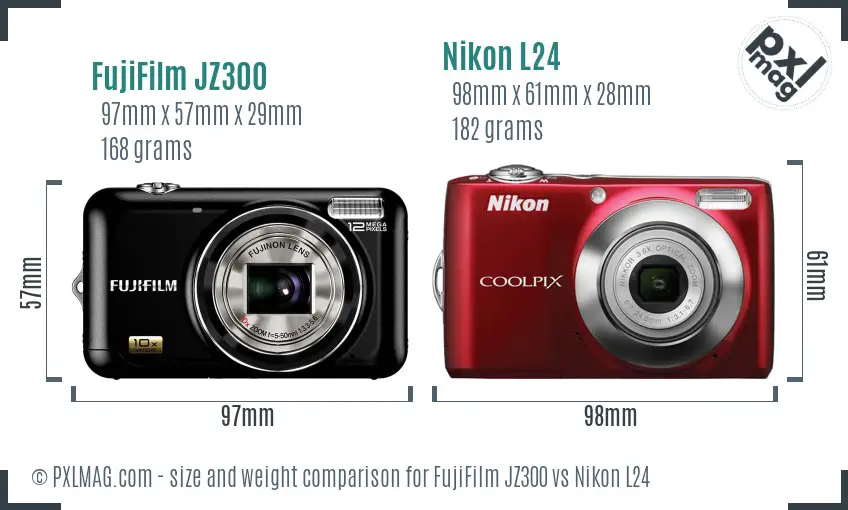 FujiFilm JZ300 vs Nikon L24 size comparison