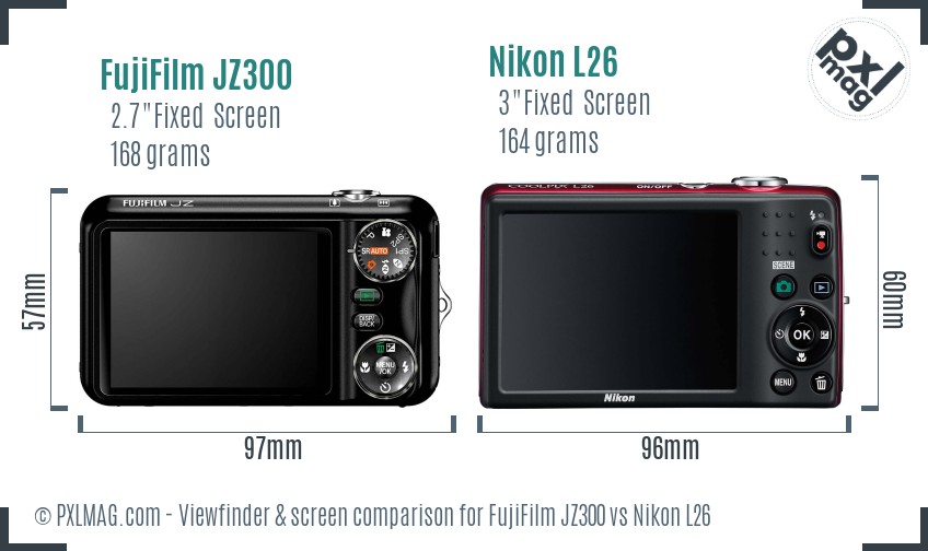 FujiFilm JZ300 vs Nikon L26 Screen and Viewfinder comparison
