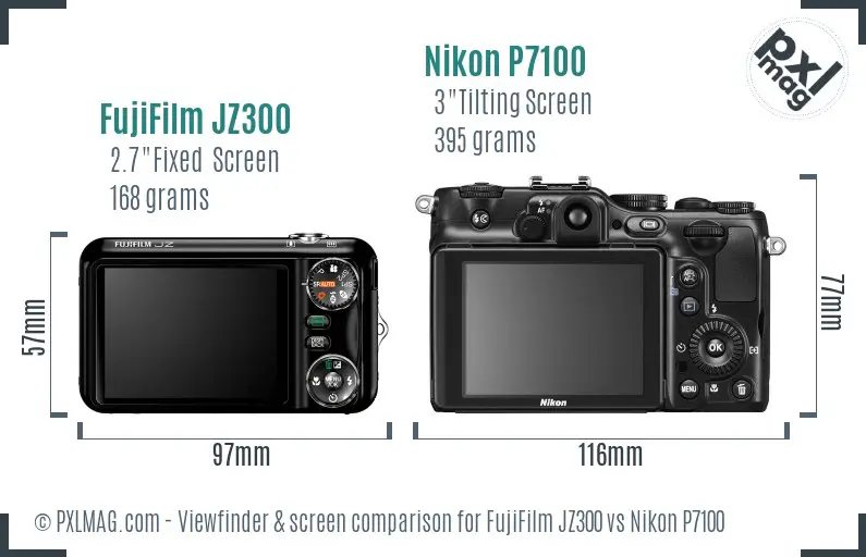 FujiFilm JZ300 vs Nikon P7100 Screen and Viewfinder comparison