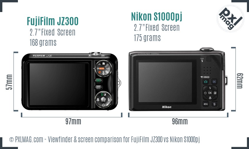 FujiFilm JZ300 vs Nikon S1000pj Screen and Viewfinder comparison