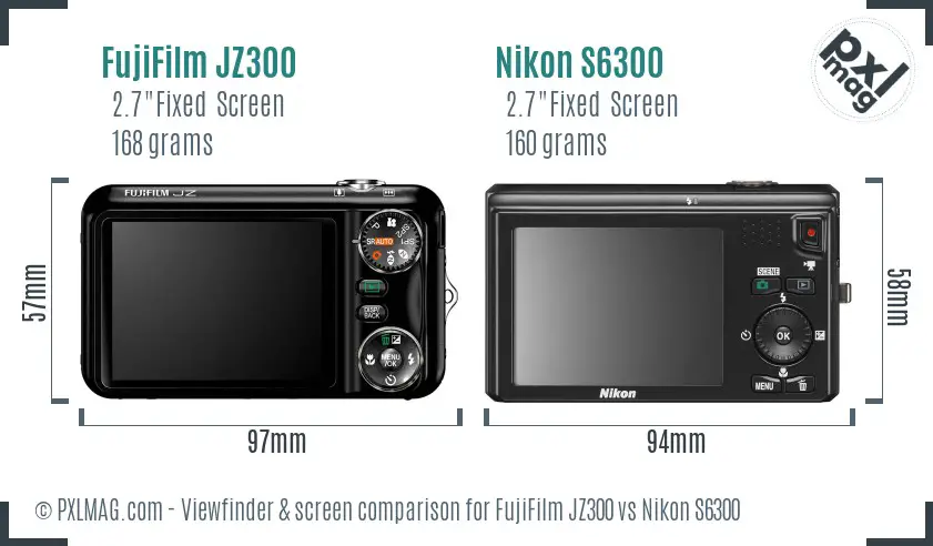 FujiFilm JZ300 vs Nikon S6300 Screen and Viewfinder comparison