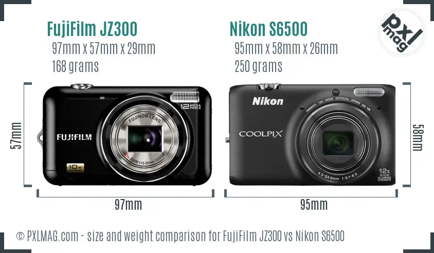 FujiFilm JZ300 vs Nikon S6500 size comparison