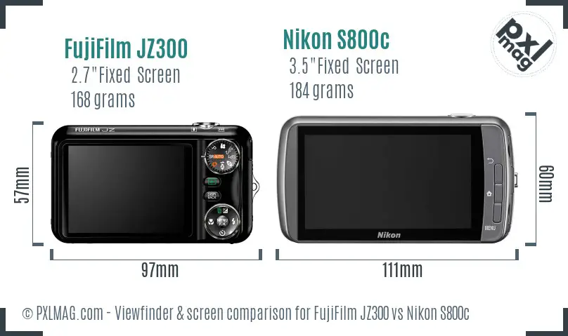 FujiFilm JZ300 vs Nikon S800c Screen and Viewfinder comparison