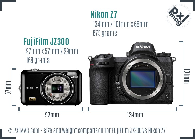 FujiFilm JZ300 vs Nikon Z7 size comparison