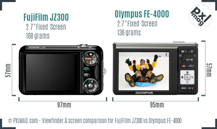 FujiFilm JZ300 vs Olympus FE-4000 Screen and Viewfinder comparison