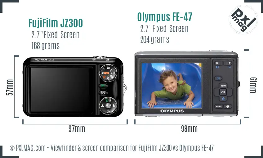 FujiFilm JZ300 vs Olympus FE-47 Screen and Viewfinder comparison