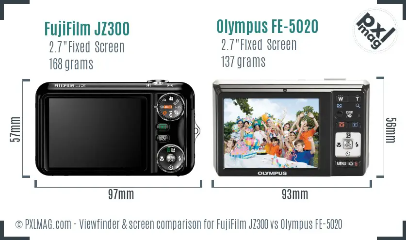 FujiFilm JZ300 vs Olympus FE-5020 Screen and Viewfinder comparison FujiFilm JZ300 vs Olympus FE-5020 Screen and Viewfinder comparison