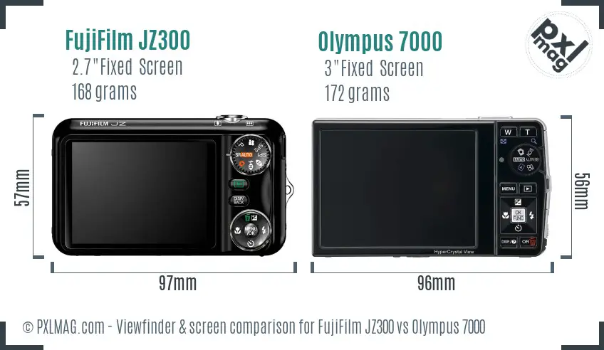 FujiFilm JZ300 vs Olympus 7000 Screen and Viewfinder comparison