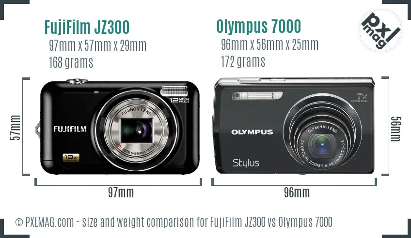 FujiFilm JZ300 vs Olympus 7000 size comparison