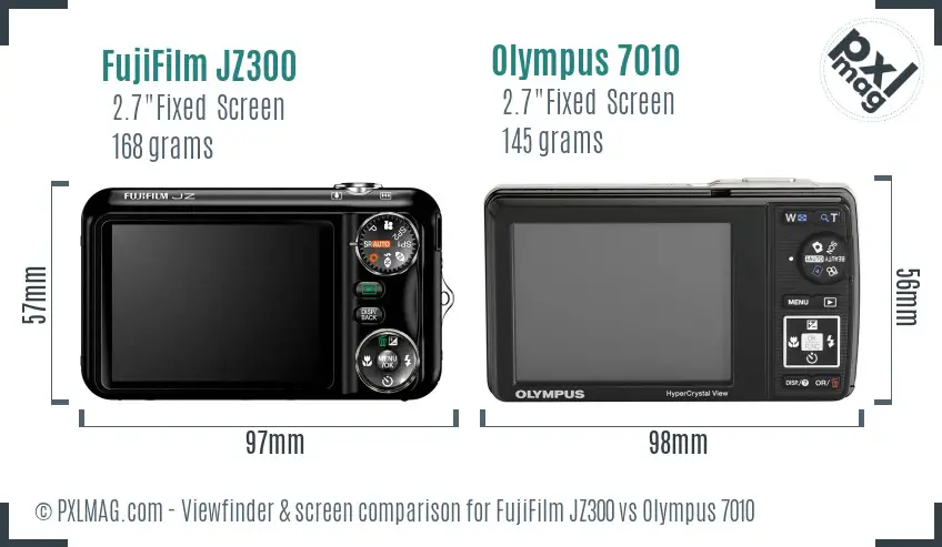 FujiFilm JZ300 vs Olympus 7010 Screen and Viewfinder comparison