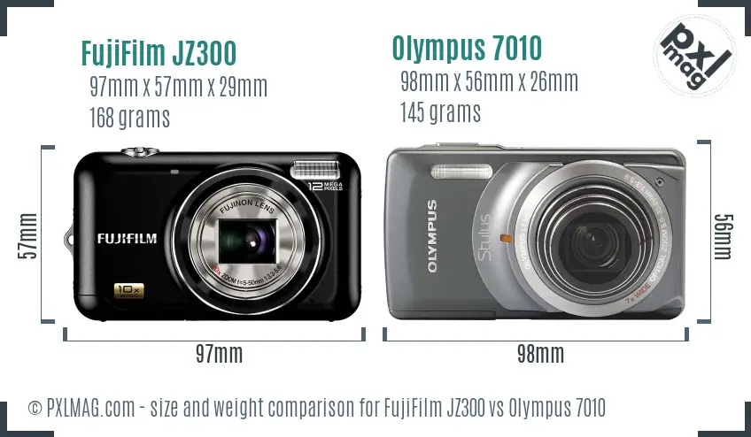 FujiFilm JZ300 vs Olympus 7010 size comparison