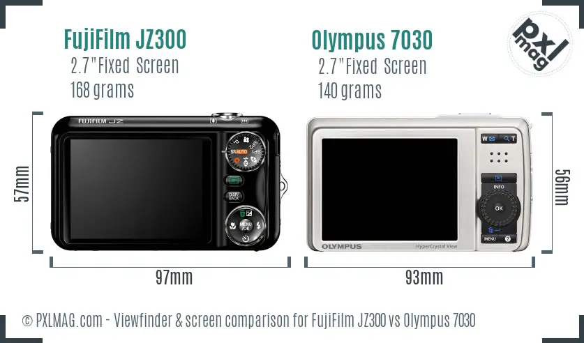 FujiFilm JZ300 vs Olympus 7030 Screen and Viewfinder comparison