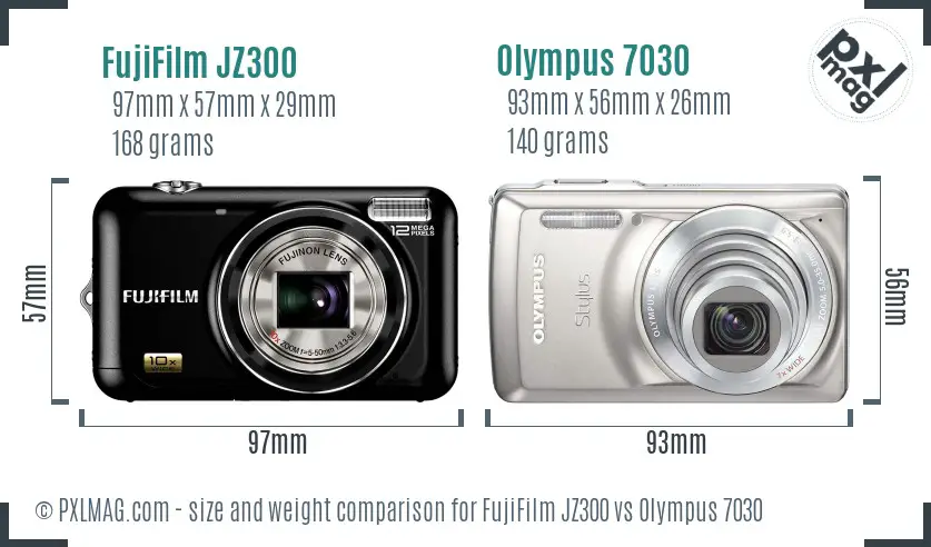 FujiFilm JZ300 vs Olympus 7030 size comparison FujiFilm JZ300 vs Olympus 7030 size comparison