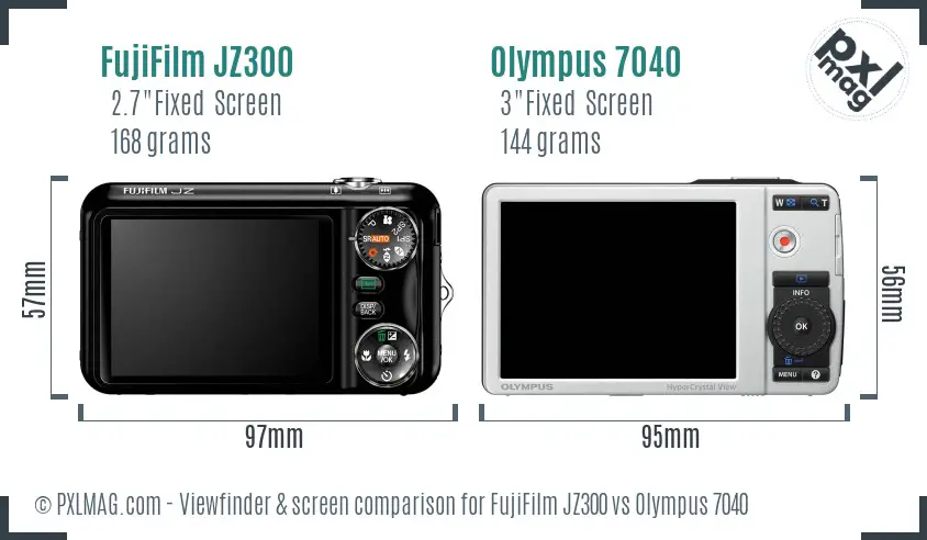 FujiFilm JZ300 vs Olympus 7040 Screen and Viewfinder comparison