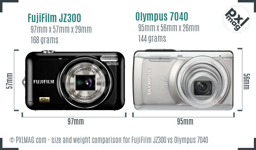 FujiFilm JZ300 vs Olympus 7040 size comparison