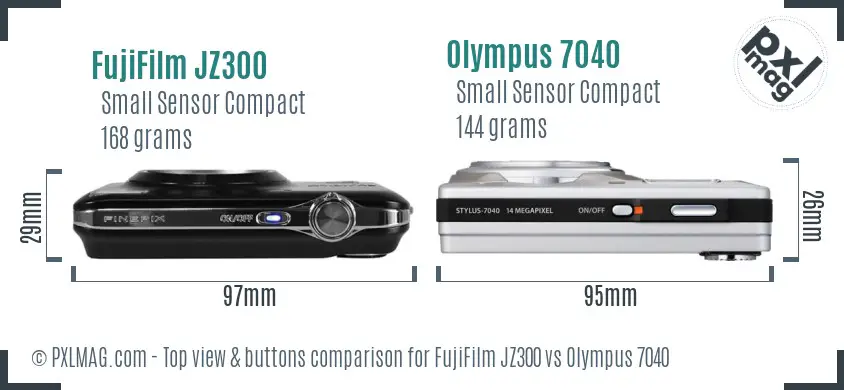 FujiFilm JZ300 vs Olympus 7040 top view buttons comparison