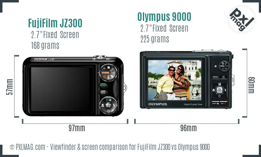 FujiFilm JZ300 vs Olympus 9000 Screen and Viewfinder comparison