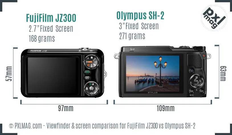 FujiFilm JZ300 vs Olympus SH-2 Screen and Viewfinder comparison