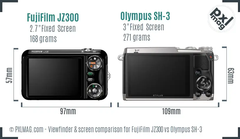 FujiFilm JZ300 vs Olympus SH-3 Screen and Viewfinder comparison