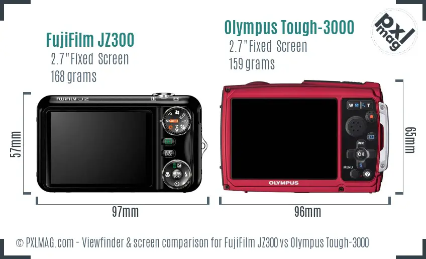 FujiFilm JZ300 vs Olympus Tough-3000 Screen and Viewfinder comparison