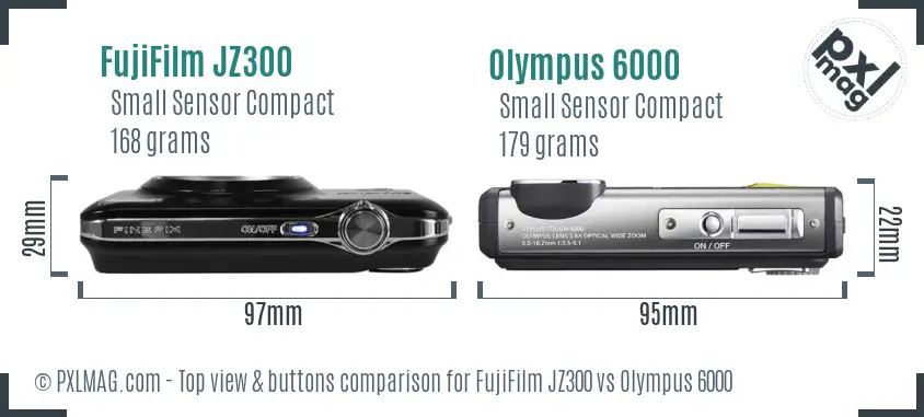 FujiFilm JZ300 vs Olympus 6000 top view buttons comparison