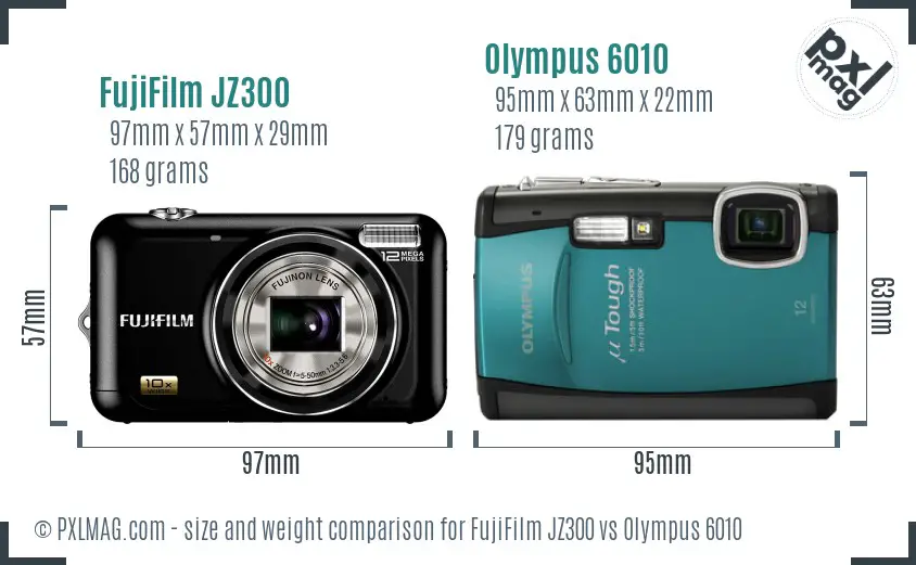 FujiFilm JZ300 vs Olympus 6010 size comparison