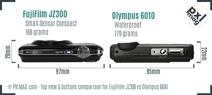 FujiFilm JZ300 vs Olympus 6010 top view buttons comparison