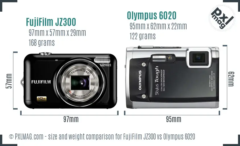 FujiFilm JZ300 vs Olympus 6020 size comparison
