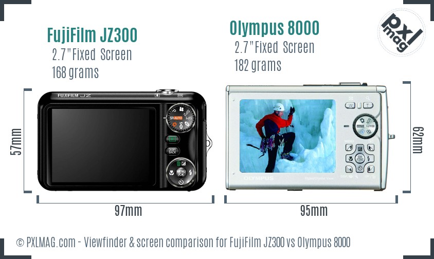FujiFilm JZ300 vs Olympus 8000 Screen and Viewfinder comparison