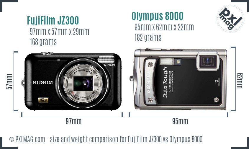 FujiFilm JZ300 vs Olympus 8000 size comparison