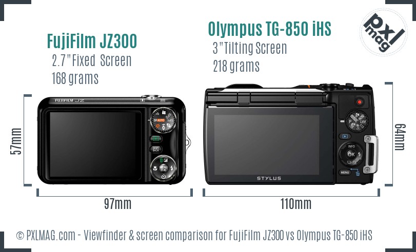 FujiFilm JZ300 vs Olympus TG-850 iHS Screen and Viewfinder comparison