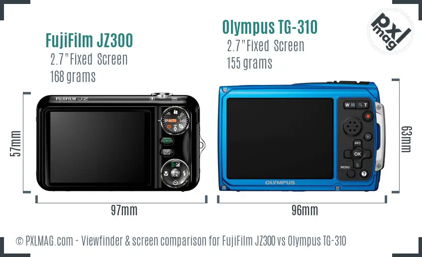 FujiFilm JZ300 vs Olympus TG-310 Screen and Viewfinder comparison