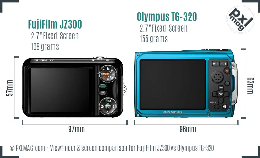 FujiFilm JZ300 vs Olympus TG-320 Screen and Viewfinder comparison