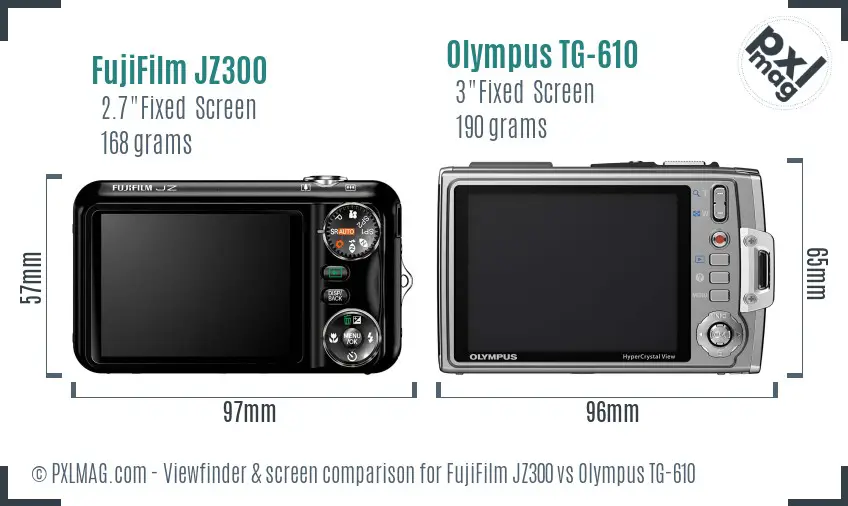 FujiFilm JZ300 vs Olympus TG-610 Screen and Viewfinder comparison FujiFilm JZ300 vs Olympus TG-610 Screen and Viewfinder comparison