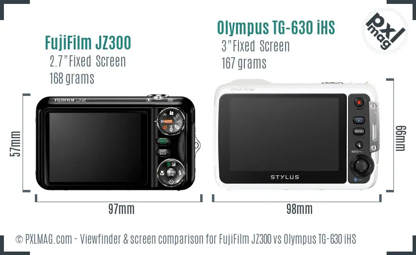 FujiFilm JZ300 vs Olympus TG-630 iHS Screen and Viewfinder comparison