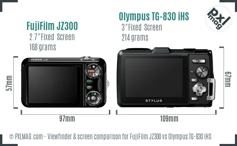 FujiFilm JZ300 vs Olympus TG-830 iHS Screen and Viewfinder comparison