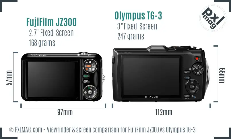 FujiFilm JZ300 vs Olympus TG-3 Screen and Viewfinder comparison