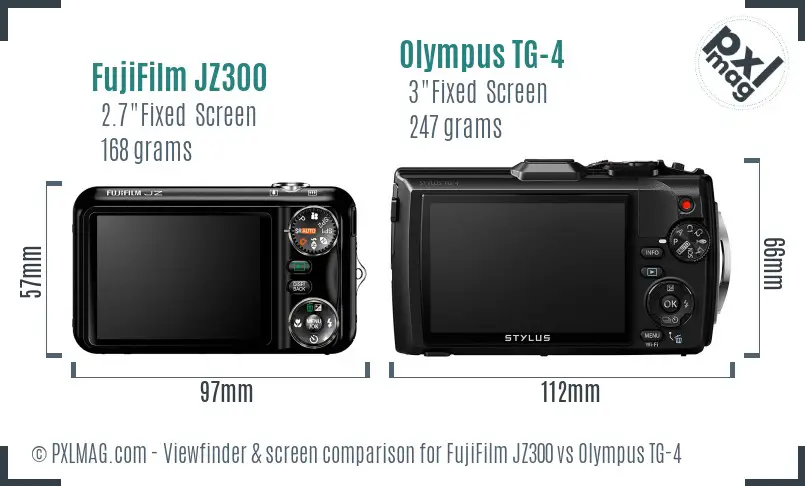 FujiFilm JZ300 vs Olympus TG-4 Screen and Viewfinder comparison FujiFilm JZ300 vs Olympus TG-4 Screen and Viewfinder comparison