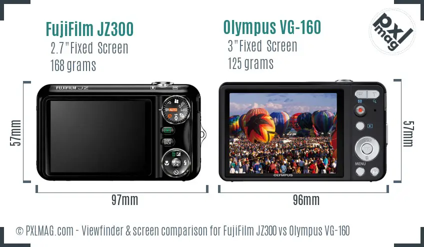 FujiFilm JZ300 vs Olympus VG-160 Screen and Viewfinder comparison